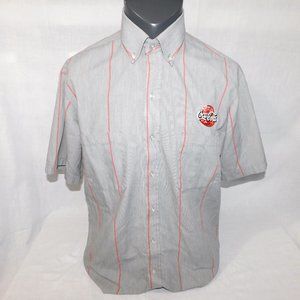 VTG 90s Coca Cola Work Uniform Shirt Mens 16  - 16.5  (M) Red Gray stripe Patch